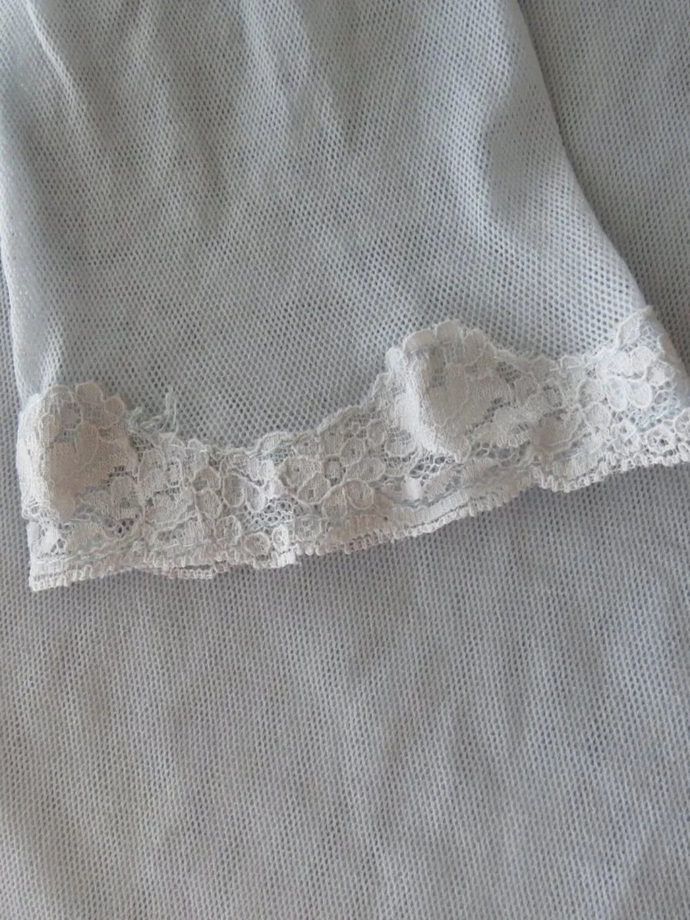 Vintage Italian Daniel & Mayer Top, Beaded Powder Blue Mesh Cami, Made in Italy